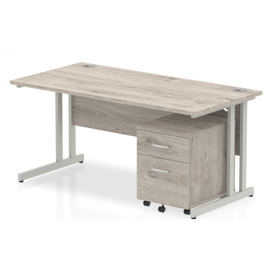 Rayleigh Straight Desk With 2 Draw Mobile Pedestal